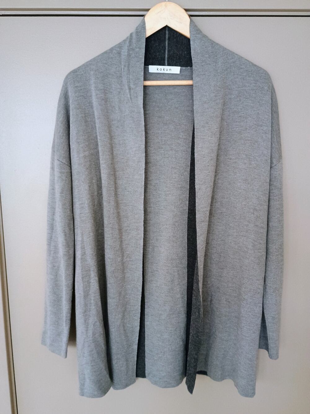 Kokun Gray Open Front Cardigan bamboo cashmere Luxe Knit soft minimalist cozy